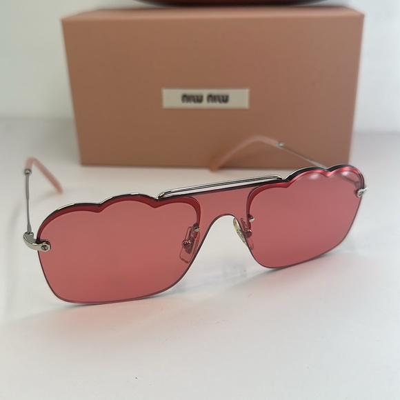 💯- New Authentic MIU MIU MU55 US 1BC177 60MM Cloud Aviator Sunglasses - Picture 7 of 16